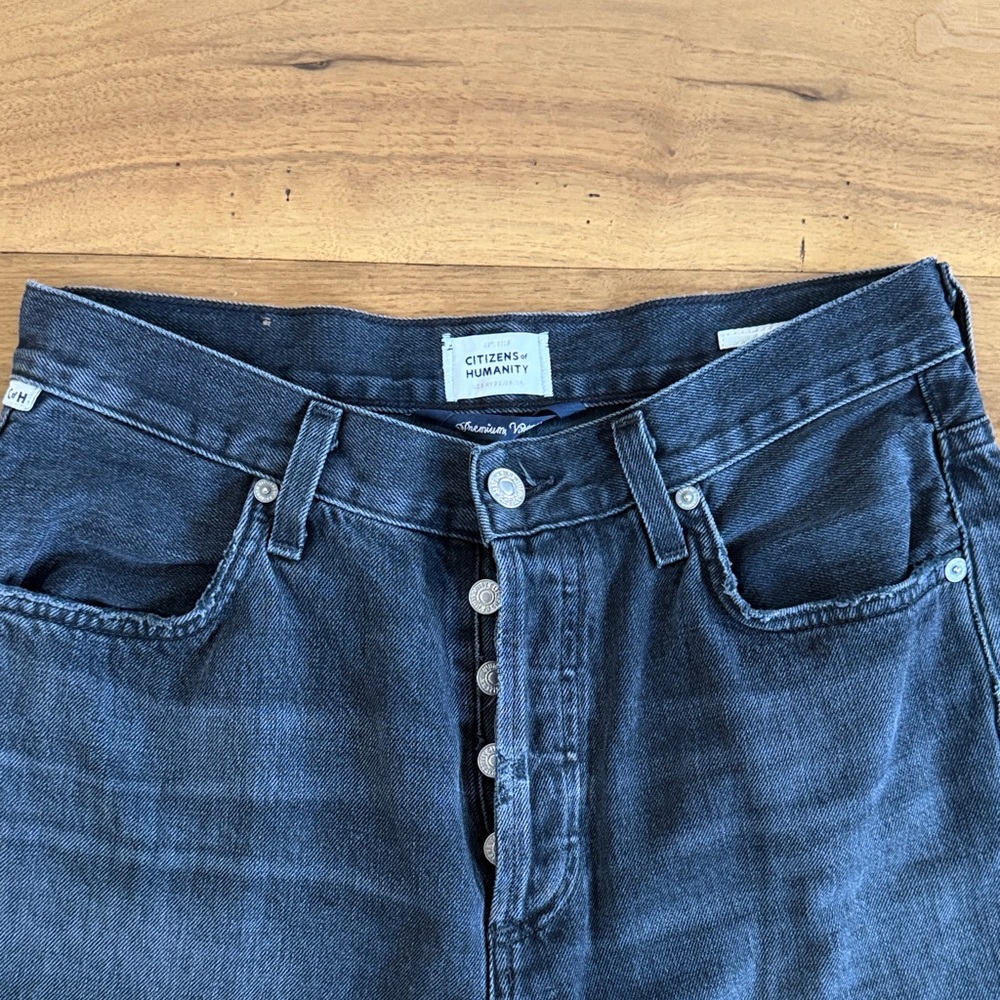 Citizens Of Humanity Dark Charcoal Annina High-Rise Wide-Leg Jeans